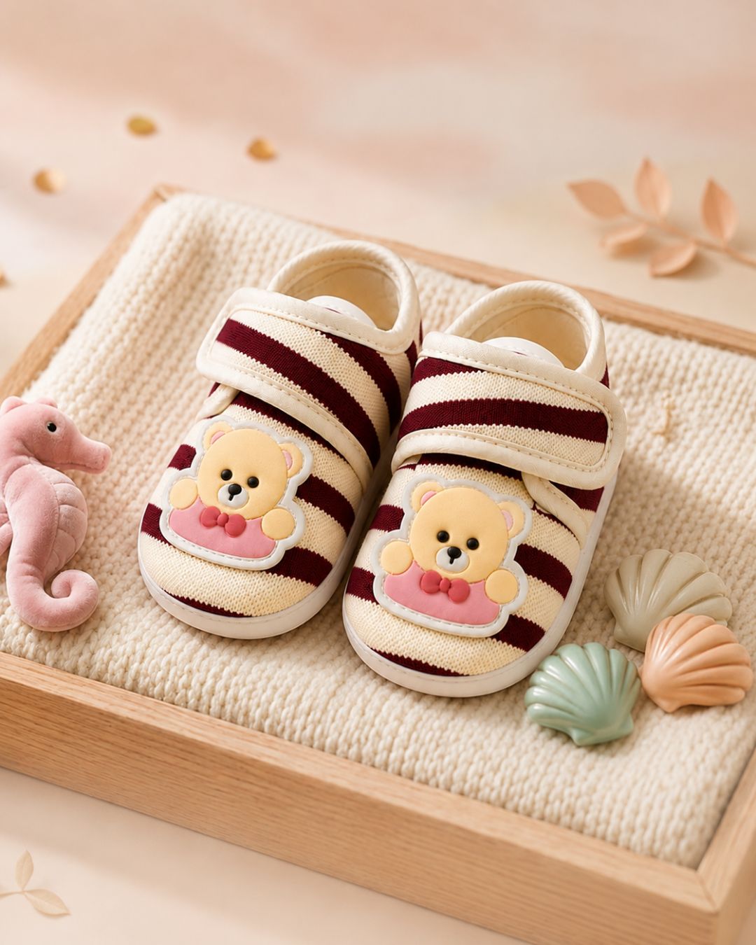 Baby Shoe - Maroon Strips