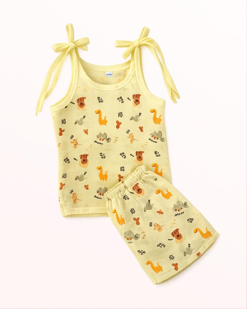 Yellow Animal Jhabla Set