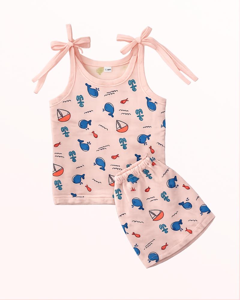 Fish Print Jhabla Set