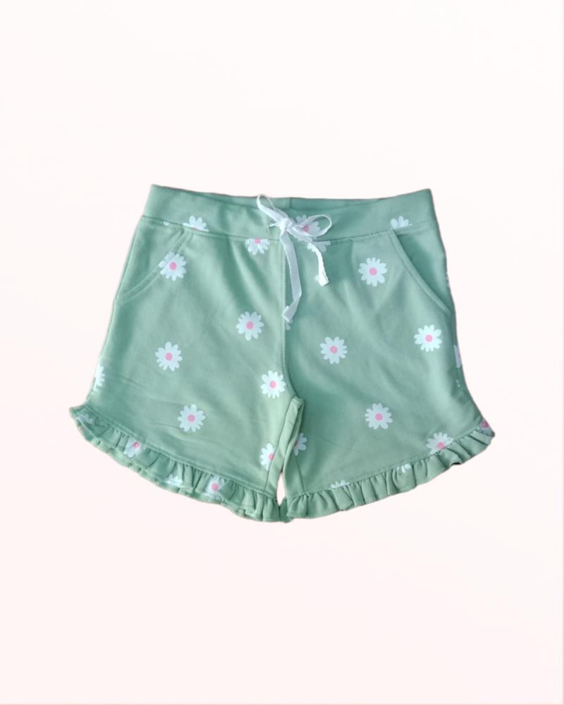 Sage Green Floral Shorts