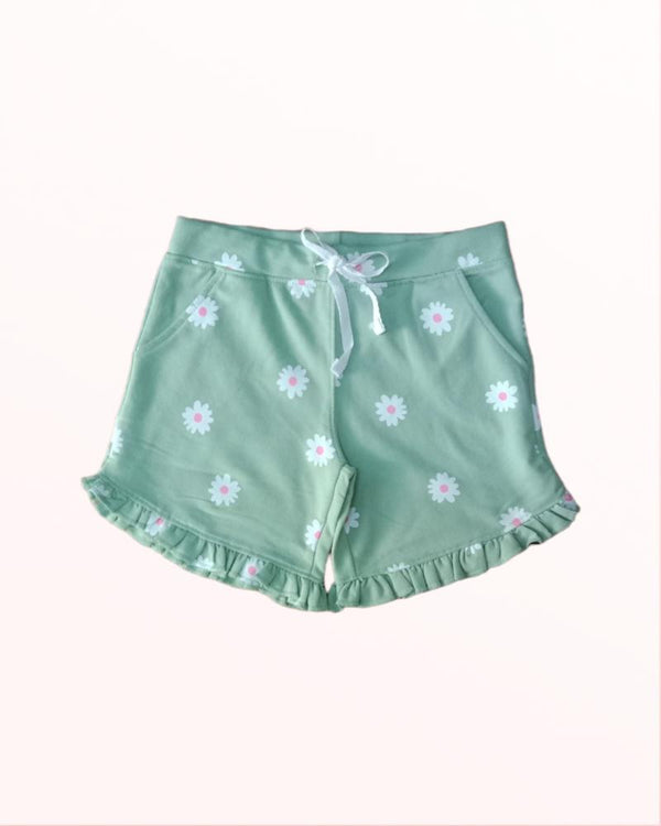 Sage Green Floral Shorts