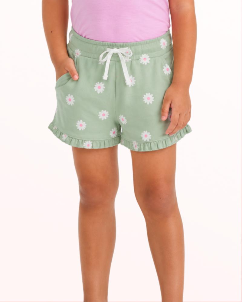 Sage Green Floral Shorts