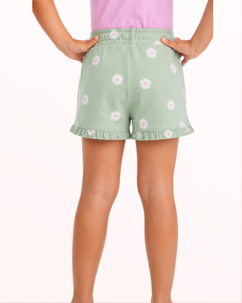 Sage Green Floral Shorts